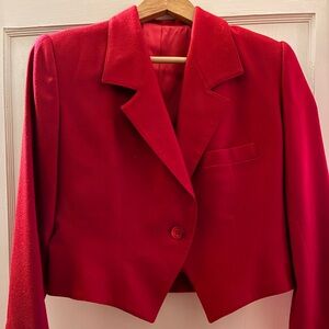 Vintage 80's Wool Bright Red Blazer/ Women's SIZE 8